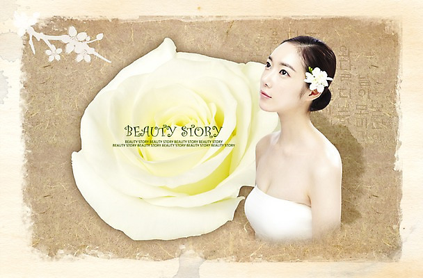 PSD 편집 편집이미지 여자 꽃잎 꽃 백그라운드 한명 사람 상반신 뷰티 장미 여자만 여자한명만 이미지편집 식물 1 파일형식