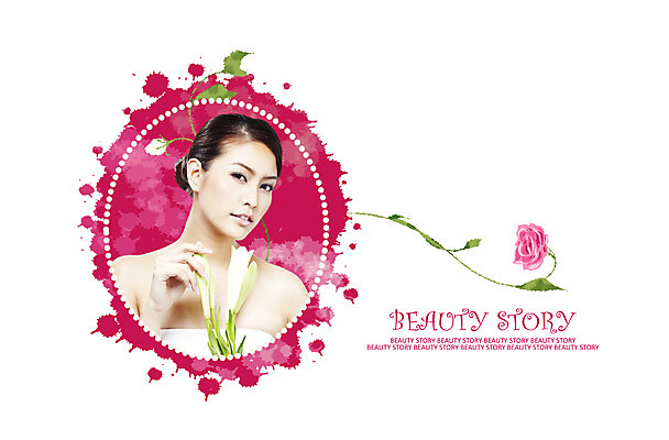 PSD 편집 편집이미지 여자 꽃잎 꽃 한명 사람 상반신 뷰티 장미 백합 여자만 여자한명만 이미지편집 식물 1 파일형식