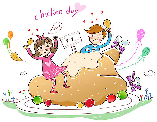 EPS 전신 접시 커플 여자 남자 음식 일러스트 데이이벤트 육류 사랑 미소 웃음 사람 앉기 이벤트 상반신 성인 두명 치킨 닭고기 팻말 하트 바비큐 닭다리 풍선 성인만 국내일러스트 모양 식기 기념일 감정 식재료 관계 모션 프레임 표정 닭고기요리 파일형식 벡터