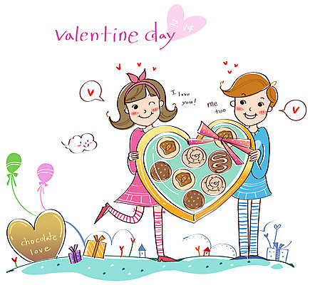 EPS 커플 여자 남자 프로포즈 일러스트 데이이벤트 발렌타인데이 선물 사랑 미소 웃음 사람 이벤트 성인 두명 선물상자 초콜릿 하트 풍선 성인만 국내일러스트 모양 기념일 감정 관계 디저트 표정 상자 파일형식 벡터