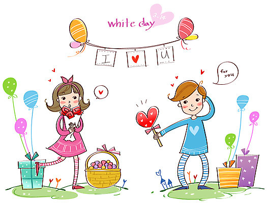 EPS 전신 커플 여자 남자 꽃다발 프로포즈 일러스트 화이트데이 데이이벤트 막대사탕 사탕 선물 사랑 서기 미소 웃음 사람 이벤트 성인 두명 선물상자 바구니 하트 풍선 성인만 국내일러스트 모양 기념일 꽃 감정 관계 모션 디저트 표정 상자 파일형식 벡터