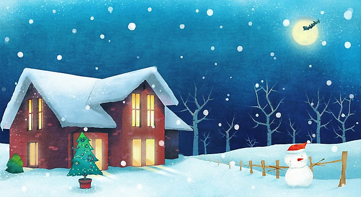 PSD 나무 기념일 백그라운드 크리스마스 겨울 일러스트 눈사람 주택 따뜻함 사람없음 울타리 크리스마스트리 달 눈 겨울배경 국내일러스트 자연요소 식물 계절 날씨 이벤트 건물 담장 파일형식