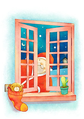 PSD 기념일 화분 백그라운드 크리스마스 겨울 일러스트 창문 양말 선인장 따뜻함 선물 한명 사람 산타클로스 곰인형 눈 겨울배경 국내일러스트 자연요소 식물 1 계절 인형 날씨 이벤트 파일형식