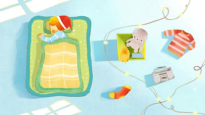 PSD 기념일 백그라운드 티셔츠 크리스마스 일러스트 조명 양말 따뜻함 한명 사람 소년 장식 장난감 곰인형 이불 잠 수면 니트 라디오 남자만 남자한명만 국내일러스트 1 남자 어린이 인형 셔츠 상의 침구 이벤트 물 전자제품 파일형식