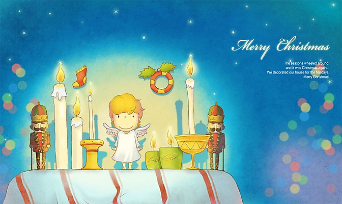 PSD 기념일 인형 백그라운드 크리스마스장식 크리스마스 일러스트 초 촛불 탁자 천사 양말 따뜻함 사람없음 장식 호두까기인형 국내일러스트 가구 이벤트 목각인형 파일형식