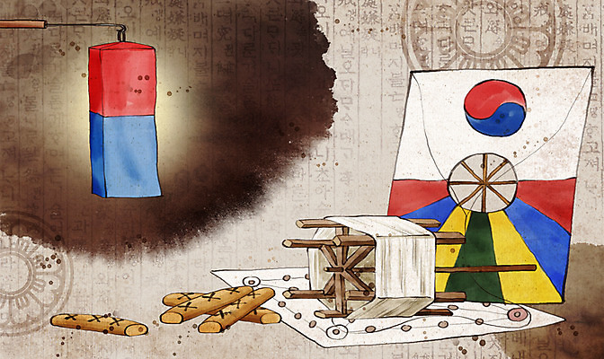 PSD 한국전통 전통 문양 백그라운드 일러스트 붓터치 새해 수묵화 한글 사람없음 전통놀이 윷 윷놀이 연 국내일러스트 문자 놀이 한국 미술 놀이용품 파일형식