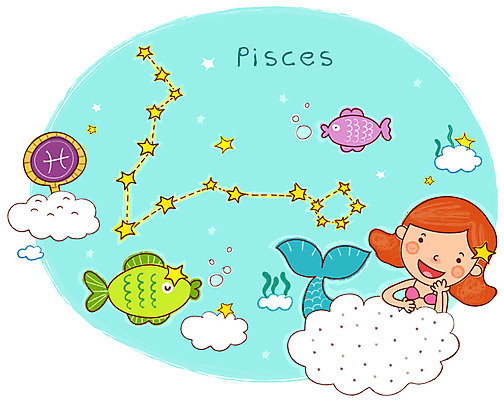 EPS 동물 구름 캐릭터 별 어린이 바다 일러스트 어류 한명 사람 소녀 별자리 별자리캐릭터 물고기자리 인어 여자만 여자한명만 어린이만 소녀만 소녀한명만 일러캐릭터 자연요소 1 여자 수중동물 파일형식 벡터