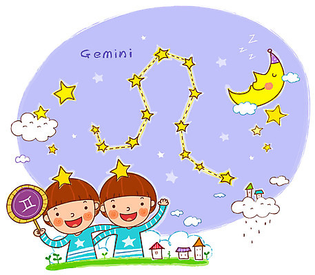 EPS 구름 캐릭터 별 어린이 일러스트 미소 웃음 사람 소년 두명 별자리 달 쌍둥이 별자리캐릭터 형제 쌍둥이자리 반달 남자만 어린이만 일러캐릭터 자연요소 남자 가족 표정 파일형식 벡터