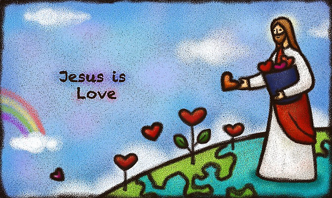 전신 PSD 구름 기독교 종교 지구 무지개 일러스트 사랑 한명 서기 바구니 하트 예수 국내일러스트 자연요소 모양 1 감정 모션 사람 신_종교 파일형식