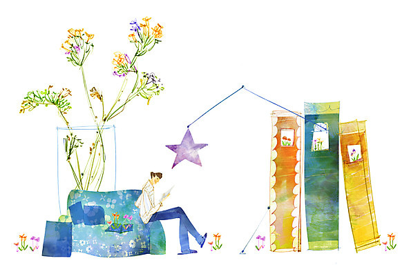 PSD 남자 꽃 별 백그라운드 쿠션 일러스트 상상 한명 사람 책 판타지 소파 독서 꽃병 남자만 남자한명만 국내일러스트 자연요소 식물 1 의자 파일형식