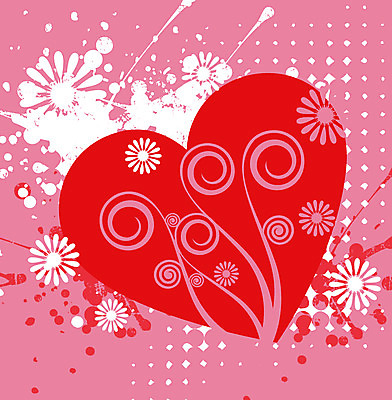 EPS 꽃 줄기 분홍색 백그라운드 무늬 패턴 일러스트 사람없음 빨간색 하트 퓨전 팝아트 국내일러스트 모양 식물 컬러 그림 파일형식 벡터