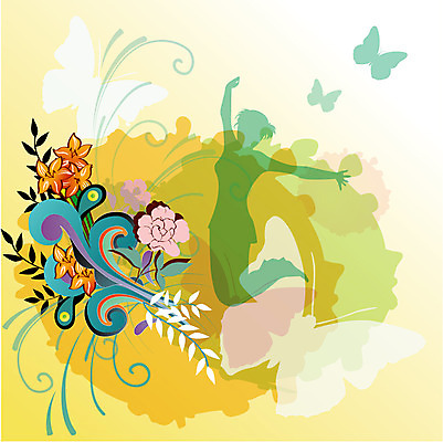 EPS 여자 꽃 실루엣 줄기 나비 백그라운드 잎 무늬 패턴 일러스트 한명 컬러풀 퓨전 팝아트 여자만 여자한명만 국내일러스트 식물 1 컬러 곤충 촬영기법 사람 그림 파일형식 벡터