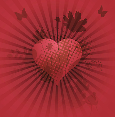 EPS 꽃 줄기 백그라운드 무늬 패턴 일러스트 사람없음 빨간색 하트 퓨전 팝아트 국내일러스트 모양 식물 컬러 그림 파일형식 벡터