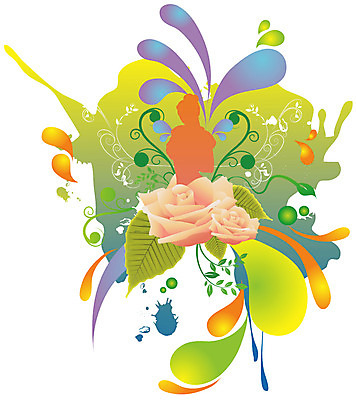 EPS 여자 꽃 실루엣 줄기 백그라운드 잎 무늬 패턴 일러스트 한명 컬러풀 퓨전 팝아트 여자만 여자한명만 국내일러스트 식물 1 컬러 촬영기법 사람 그림 파일형식 벡터