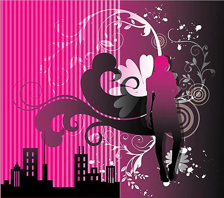 EPS 여자 꽃 실루엣 줄기 백그라운드 잎 일러스트 한명 건물 도시 자주색 퓨전 팝아트 여자만 여자한명만 국내일러스트 식물 1 건축물 컬러 촬영기법 사람 그림 파일형식 벡터