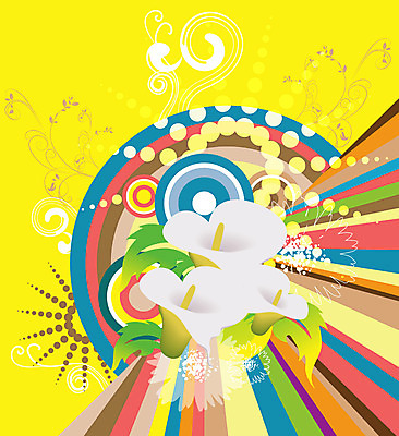 EPS 꽃 줄기 백그라운드 잎 무늬 패턴 일러스트 사람없음 컬러풀 흰색 퓨전 팝아트 나팔꽃 국내일러스트 식물 컬러 그림 파일형식 벡터