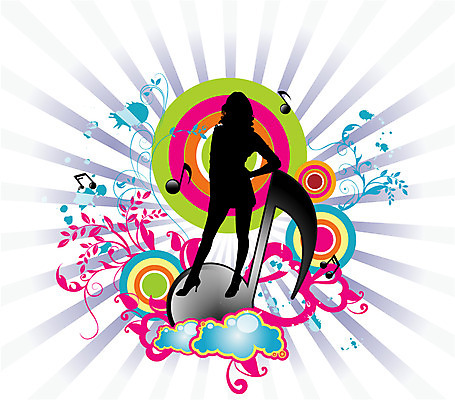 EPS 도형 여자 꽃 실루엣 줄기 백그라운드 잎 무늬 패턴 음표 일러스트 한명 컬러풀 퓨전 팝아트 여자만 여자한명만 국내일러스트 식물 1 기호 음악 컬러 촬영기법 사람 그림 파일형식 벡터