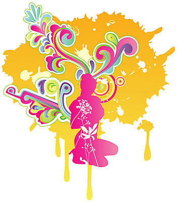 EPS 여자 실루엣 백그라운드 무늬 패턴 일러스트 한명 사람 컬러풀 퓨전 팝아트 여자만 여자한명만 국내일러스트 1 컬러 촬영기법 그림 파일형식 벡터