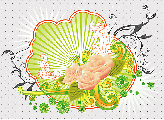 EPS 꽃 줄기 백그라운드 잎 무늬 패턴 일러스트 사람없음 컬러풀 장미 퓨전 팝아트 국내일러스트 식물 컬러 그림 파일형식 벡터