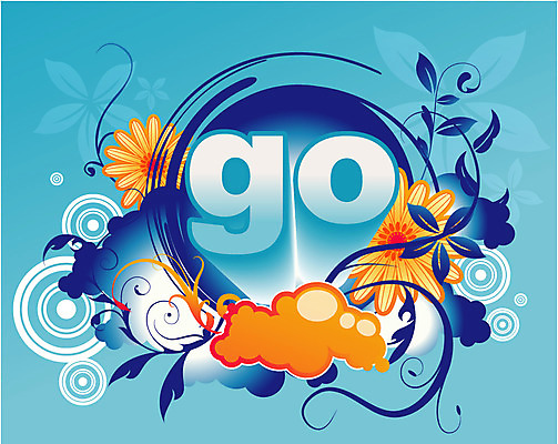 EPS 문양 영어 꽃 줄기 백그라운드 잎 무늬 패턴 일러스트 사람없음 파란색 단어 주황색 퓨전 팝아트 go 국내일러스트 식물 문자 컬러 그림 파일형식 벡터