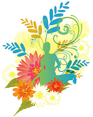 EPS 여자 꽃 실루엣 백그라운드 잎 일러스트 나뭇잎 사람 사람없음 컬러풀 퓨전 팝아트 여자만 국내일러스트 식물 컬러 촬영기법 그림 파일형식 벡터