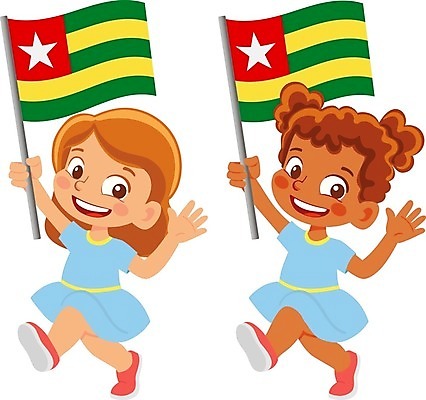 EPS 해외이미지 전신 무료이미지 여자 어린이 일러스트 들기 두명 국기 토고 소녀만 해외202009 해외202105 해외일러스트 모션 사람 여자만 어린이만 파일형식 벡터 서아프리카