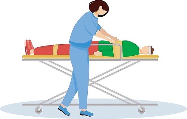 EPS 해외이미지 전신 여자 남자 일러스트 건강 병원 성인 두명 치료 눕기 환자 의사 구조원 헬프 성인만 해외202009 해외일러스트 직업 의학 모션 사람 의료진 도움 파일형식 벡터