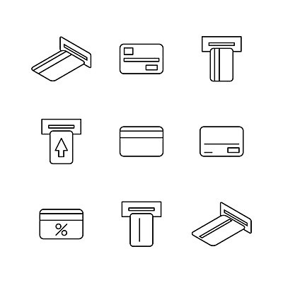 EPS 해외이미지 무료이미지 디자인 선 돈 일러스트 비즈니스 사람 금융 쇼핑 세트 웹 신용카드 플랫 플라스틱 사인 신분 윤곽 배지 ATM 고립 신분증 얇은 인출 해외202009 해외202105 해외일러스트 인터넷 재질 경제 재산 증명서 파일형식 벡터 무료콘텐츠