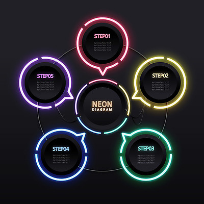 일러스트 사람없음 그래픽 세트 컬러풀 인포그래픽 심플 네온 국내일러스트 AI파일 컬러 파일형식 벡터