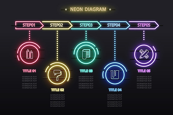 일러스트 사람없음 그래픽 세트 컬러풀 인포그래픽 원형 연결 심플 네온 국내일러스트 AI파일 도형 컬러 파일형식 벡터