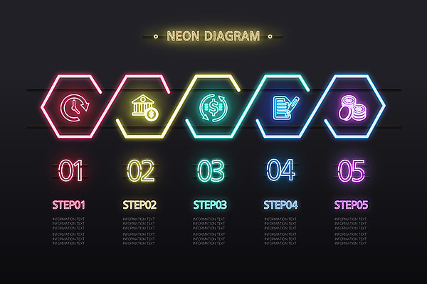 일러스트 사람없음 그래픽 세트 컬러풀 인포그래픽 심플 네온 육각형 국내일러스트 AI파일 도형 컬러 파일형식 벡터