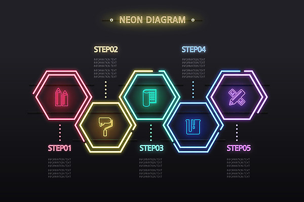 일러스트 사람없음 그래픽 세트 컬러풀 인포그래픽 심플 네온 육각형 국내일러스트 AI파일 도형 컬러 파일형식 벡터