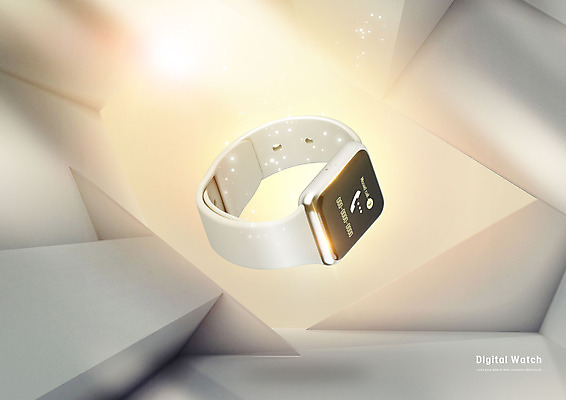 PSD 편집이미지 시계 사람없음 스마트기기 숫자 3D 손목시계 통화 디지털시계 아이보리 웨어러블 스마트워치 편집3D 문자 컬러 장신구 모션 전자제품 디지털합성 파일형식