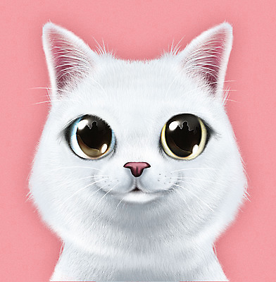 PSD 동물 한마리 분홍색 일러스트 사람없음 반려동물 귀여움 고양이 눈동자 터키시앙고라 반려 오드아이 증명사진 반려묘 터키시반 국내일러스트 1 컬러 컨셉 포유류 눈_신체부위 파일형식