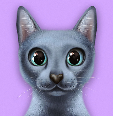 PSD 동물 한마리 일러스트 사람없음 반려동물 귀여움 보라색 고양이 눈동자 러시안블루 반려 증명사진 반려묘 코랏 국내일러스트 1 컬러 컨셉 포유류 눈_신체부위 파일형식
