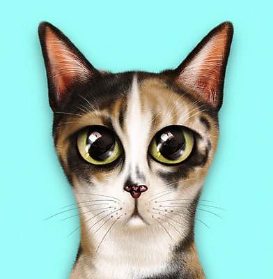 PSD 동물 한마리 일러스트 사람없음 파란색 반려동물 귀여움 고양이 눈동자 길고양이 반려 증명사진 코리아숏헤어 반려묘 삼색고양이 국내일러스트 1 컬러 컨셉 포유류 눈_신체부위 파일형식