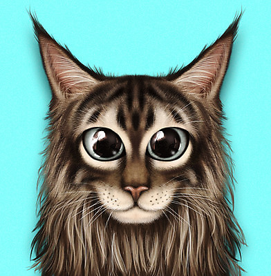 PSD 동물 한마리 일러스트 사람없음 파란색 반려동물 귀여움 고양이 눈동자 반려 증명사진 반려묘 메인쿤 국내일러스트 1 컬러 컨셉 포유류 눈_신체부위 파일형식