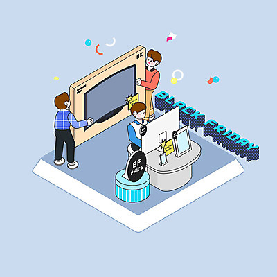 전신 PSD 남자 일러스트 이벤트 세명 파란색 선물상자 컴퓨터 태블릿 세일 텔레비전 아이소메트릭 팡파레 남자만 블랙프라이데이 국내일러스트 컬러 데이이벤트 선물 사람 전자제품 스마트기기 상자 파일형식