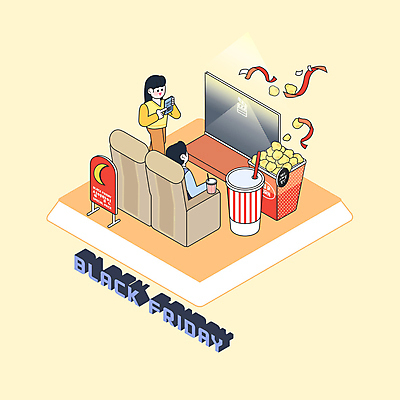 전신 PSD 여자 남자 일러스트 이벤트 두명 세일 영화관 콜라 팝콘 아이소메트릭 영화티켓 입간판 블랙프라이데이 모바일티켓 국내일러스트 데이이벤트 간판 사람 티켓 극장 영화 탄산음료 파일형식