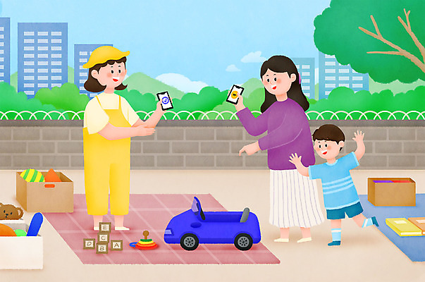 전신 PSD 공원 여자 남자 어린이 일러스트 성인 세명 상자 장난감 기쁨 거래 도시 돗자리 미니카 중고 중고거래 국내일러스트 공공시설 감정 사람 파일형식