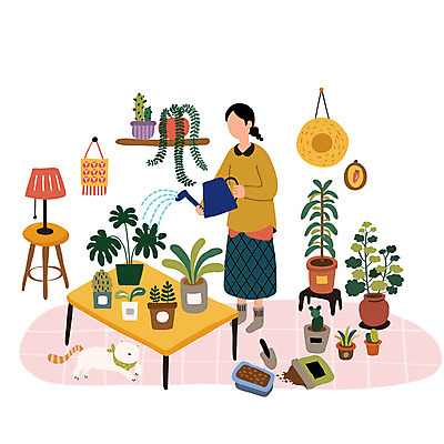 전신 식물 여자 화분 일러스트 한명 성인 취미 물뿌리개 모종삽 물주기 원예 화분갈이 여자한명만 업글인간 국내일러스트 AI파일 1 모션 사람 삽 신조어 자기개발 여자만 파일형식 벡터