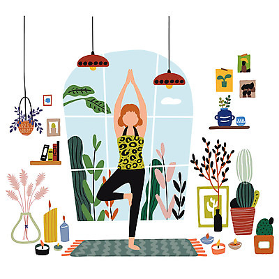 전신 여자 화분 액자 일러스트 요가 전등 선인장 실내 한명 성인 취미 책 운동 창가 향초 여자한명만 업글인간 행잉플랜트 국내일러스트 AI파일 식물 1 웰빙 초 창문 조명 건강 사람 내부 신조어 자기개발 여자만 파일형식 벡터