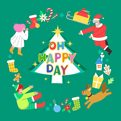 전신 여자 남자 꽃 별 크리스마스장식 크리스마스 일러스트 지팡이 나뭇잎 양말 주택 요정 선물 사람 세명 초록색 산타클로스 쿠키 루돌프 썰매 국내일러스트 AI파일 자연요소 식물 기념일 컬러 잎 사슴 디저트 건물 파일형식 벡터