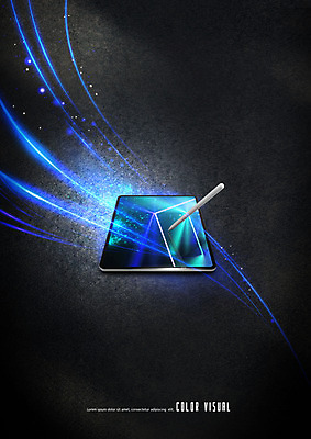 PSD 편집이미지 사람없음 파란색 빛 스마트폰 스마트기기 3D 디지털 검은색 터치펜 편집3D 컬러 전자제품 핸드폰 펜 디지털합성 파일형식