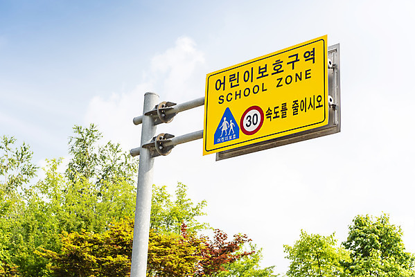 포토 JPG 주간 사람없음 야외 도로표지판 속도제한 스쿨존 안전속도 어린이보호 어린이보호구역 법률개정 국내포토 자연요소 도로 금지 표지판 보호구역 파일형식 개정