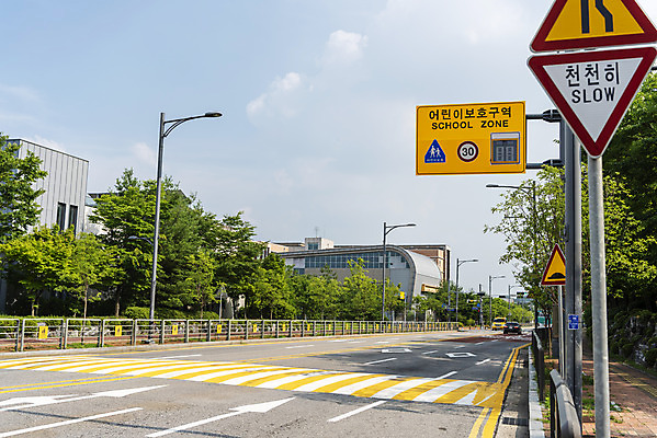 포토 JPG 주간 도로 사람없음 야외 도로표지판 속도제한 스쿨존 안전속도 어린이보호 어린이보호구역 법률개정 국내포토 자연요소 길 교통시설 금지 표지판 보호구역 파일형식 개정