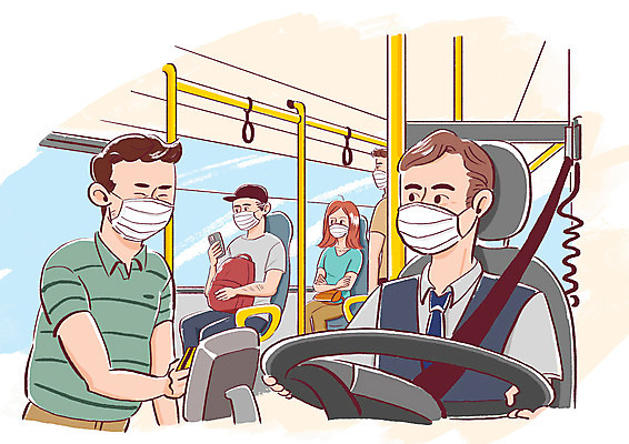 PSD 여자 남자 일러스트 버스 마스크 여러명 상반신 성인 승차 승객 운전석 버스기사 버스카드 탑승객 사회적거리두기 국내일러스트 육상교통 캠페인 다수 모션 대중교통 사람 신용카드 운전사 파일형식