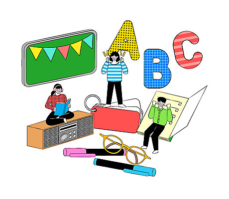 전신 영어 여자 남자 안경 일러스트 사람 책 세명 펜 다이어리 파이팅 칠판 스피커 결심 형광펜 언어교육 가랜드 단어장 국내일러스트 AI파일 문자 잡화 교육 음향기기 컨셉 모션 필기구 사무용품 공책 파티용품 파일형식 벡터