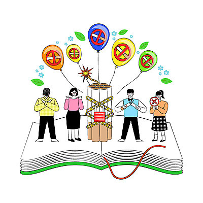 전신 여자 남자 꽃 일러스트 나뭇잎 자물쇠 담배 사람 여러명 책 금지 결심 금연 풍선 다이너마이트 방독면 국내일러스트 AI파일 식물 캠페인 다수 컨셉 잎 마스크 폭탄 사회이슈 파일형식 벡터