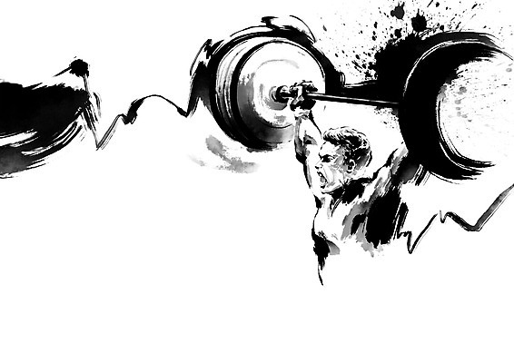 PSD 남자 일러스트 캘리그라피 붓터치 흑백 건강 한명 사람 운동 파이팅 헬스 연습 번짐 역도 액션 남자한명만 국내일러스트 1 스포츠 모션 촬영기법 남자만 파일형식 효과